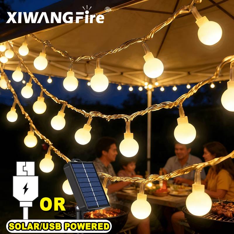 String Light Outdoor - 3-10M Solar/USB/Battery String Lights, Fairy Globe