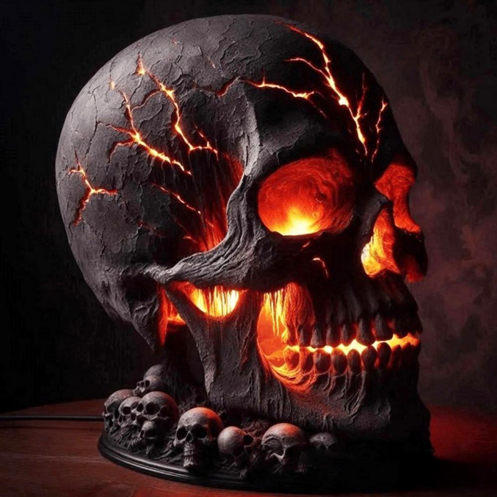Lighting Decor For Diwali - Halloween Lava Stone Skull Lamp Skull