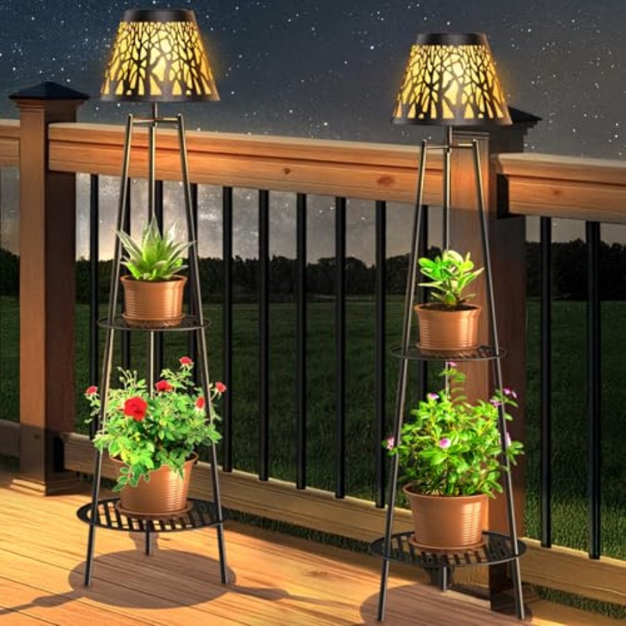 Decor Lighting Floor Lamps - 2 Pack Outdoor Solar Floor Lamp