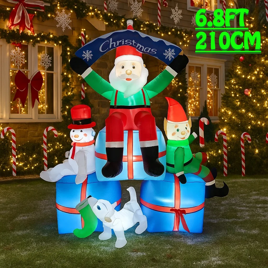 Santa'S Elves Holiday Lighting & Decor Llc - 2.1M/6.8FT Santa Snowman Elf Dog Inflatable