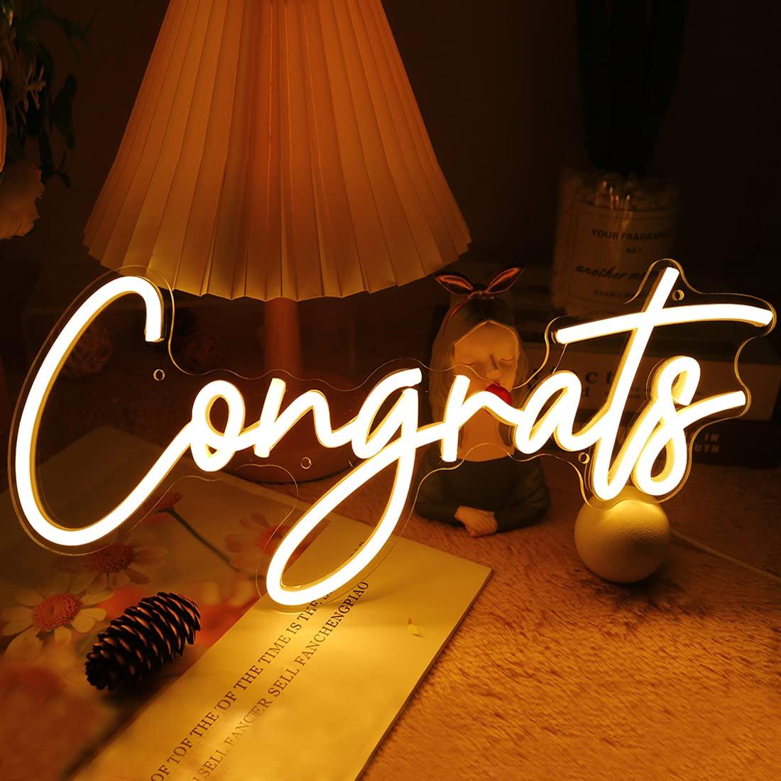 Congrats Neon Sign USB Dimmabl - đánh giá và giá Lighting Decor Wedding