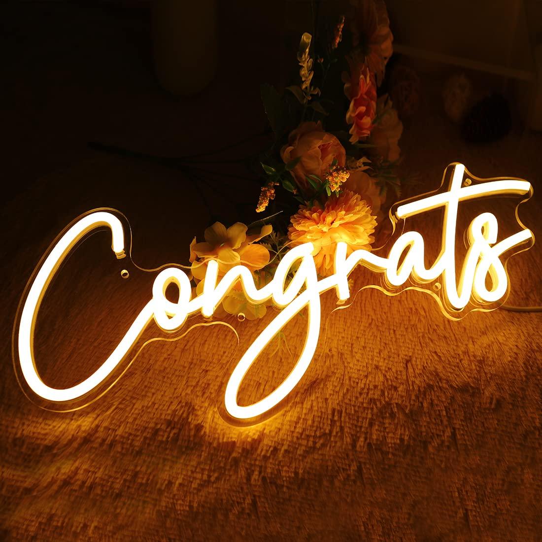 Congrats Neon Sign USB Dimmabl - đánh giá và giá Lighting Decor Wedding
