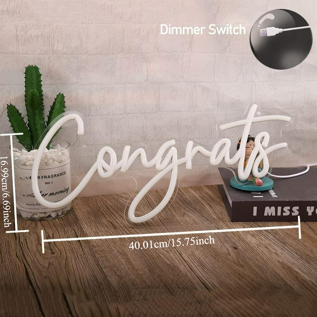 Congrats Neon Sign USB Dimmabl - đánh giá và giá Lighting Decor Wedding