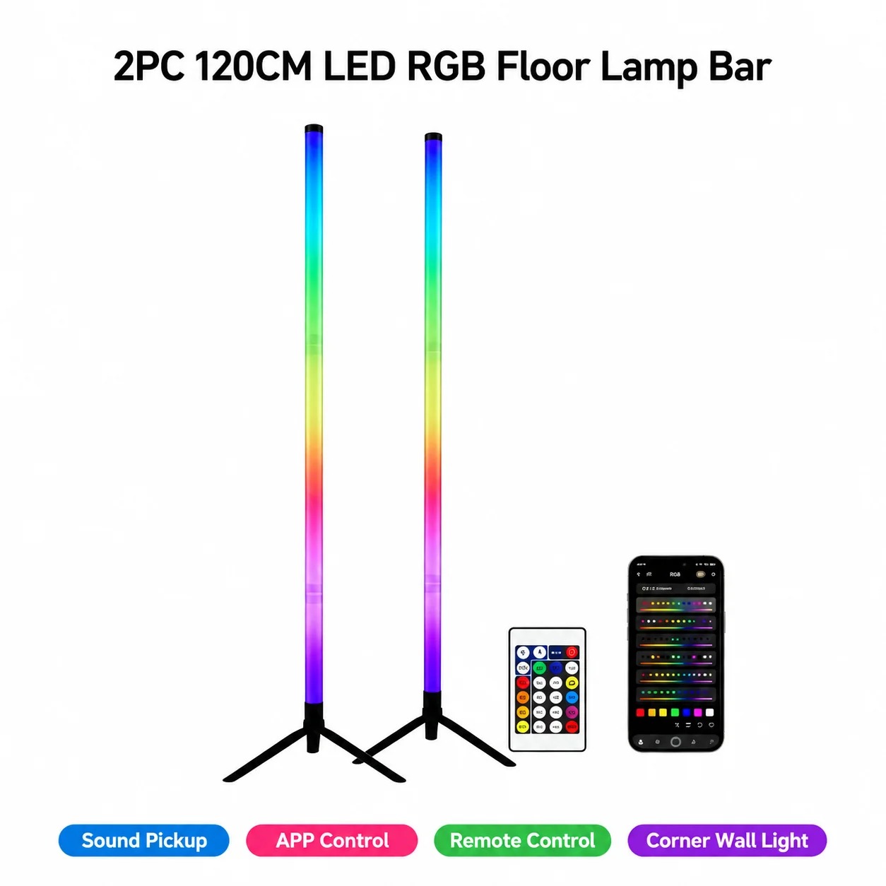 2 Pack RGB LED Corner Floor La - đánh giá và giá Decor Lighting Floor Lamps