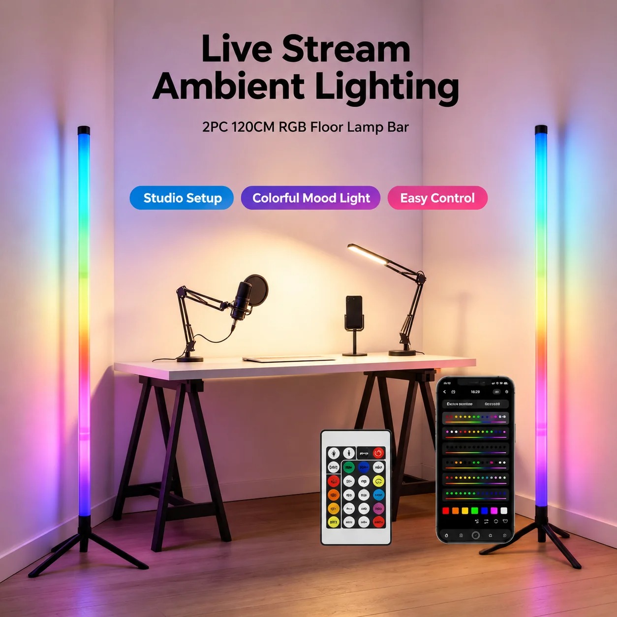 2 Pack RGB LED Corner Floor La - đánh giá và giá Decor Lighting Floor Lamps