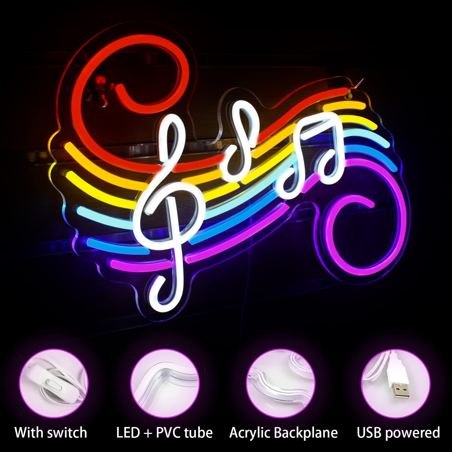 Music Notes Neon Sign Customiz - đánh giá và giá Lighting Decor Wedding