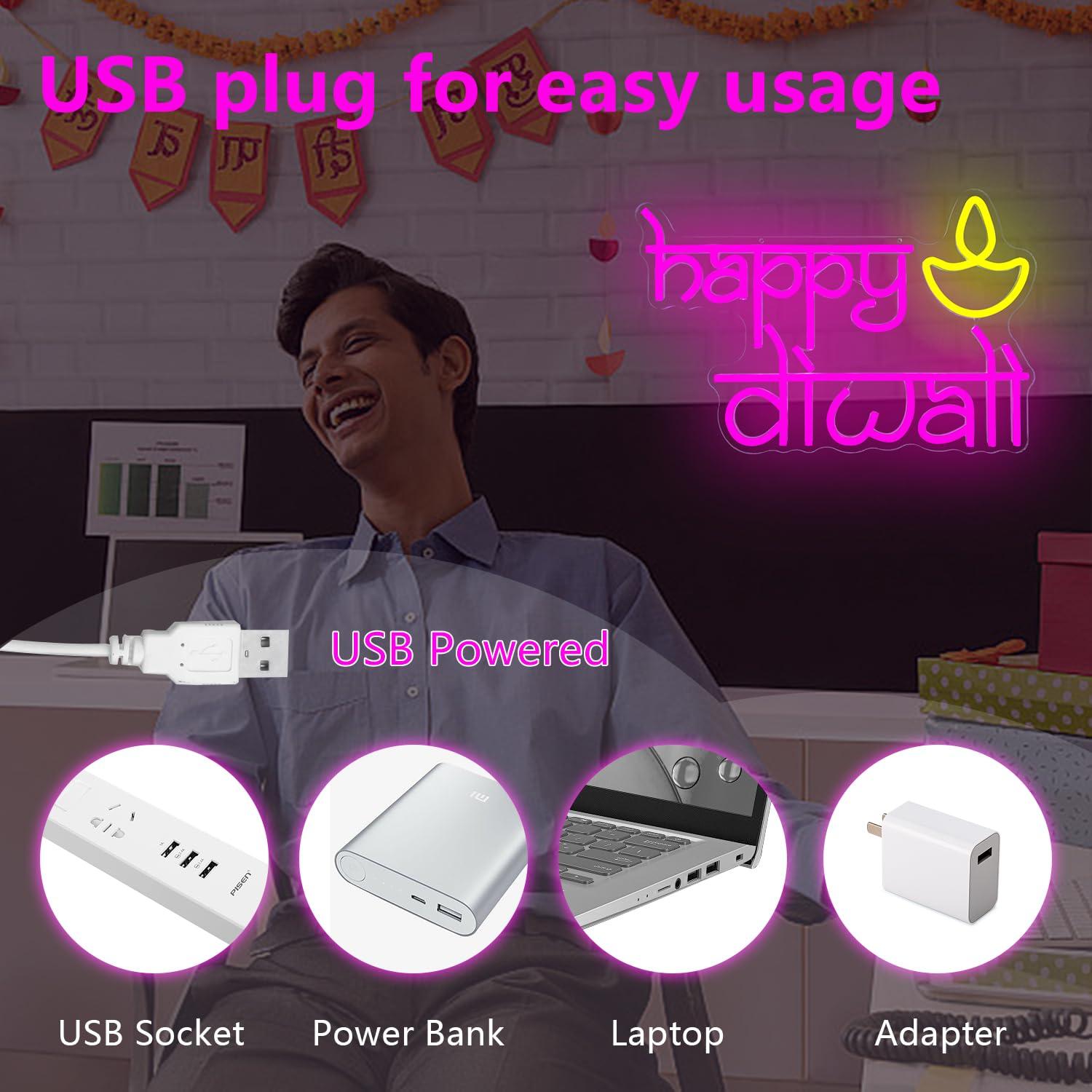 Happy Diwali Neon Sign USB Pow - đánh giá và giá Lighting Decor For Diwali