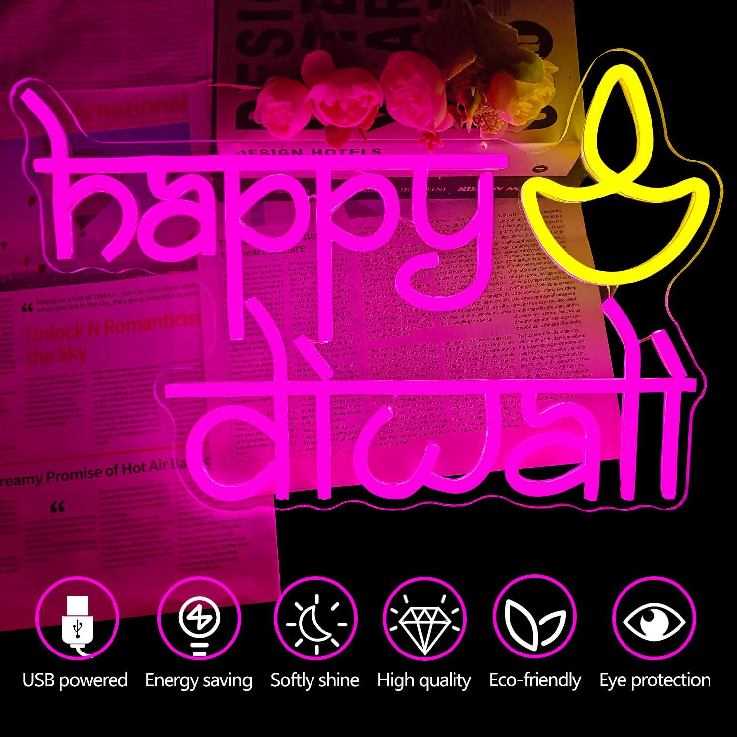 Happy Diwali Neon Sign USB Pow - đánh giá và giá Lighting Decor For Diwali