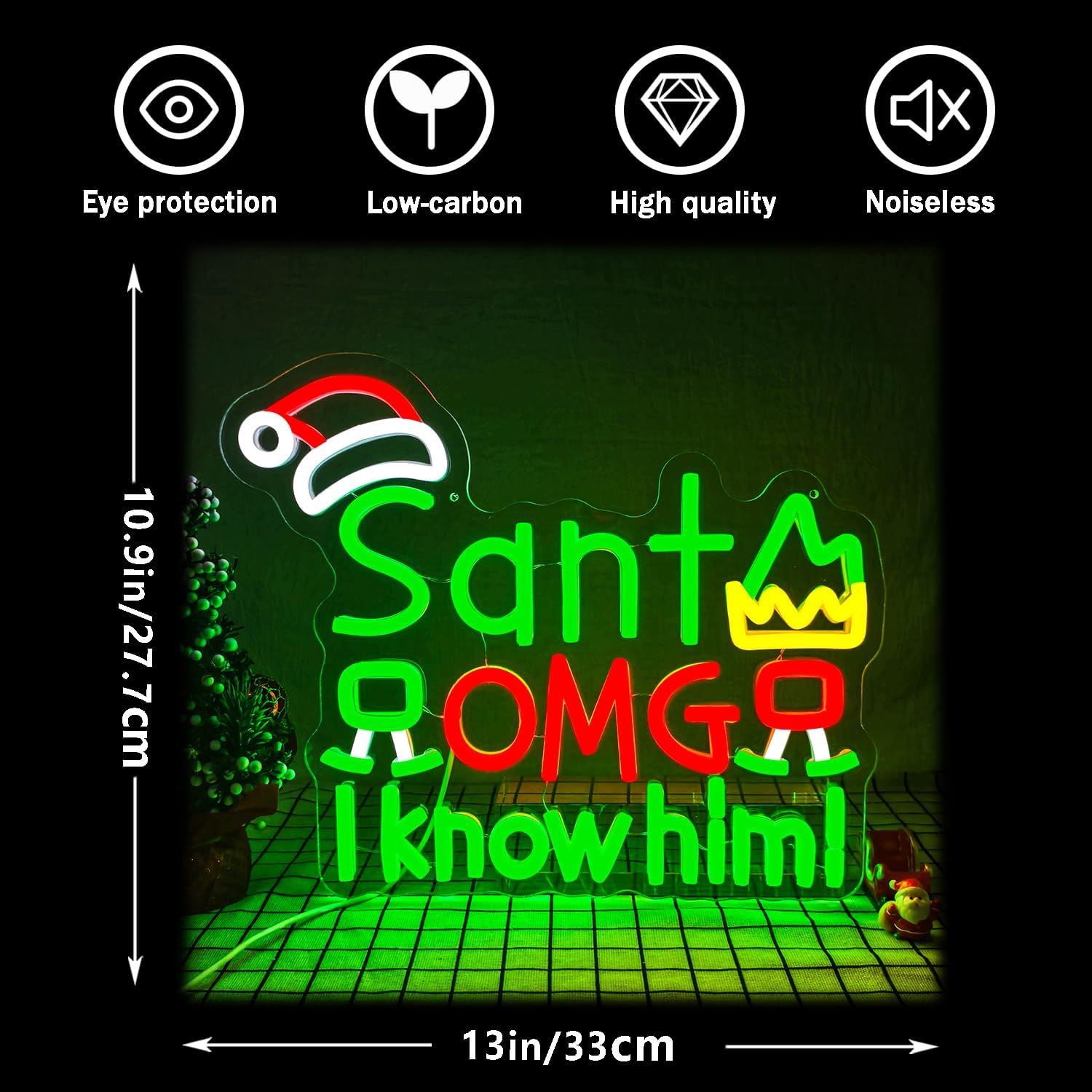 USB Santa OMG I Know Him Neon  - đánh giá và giá Santa'S Elves Holiday Lighting & Decor Llc