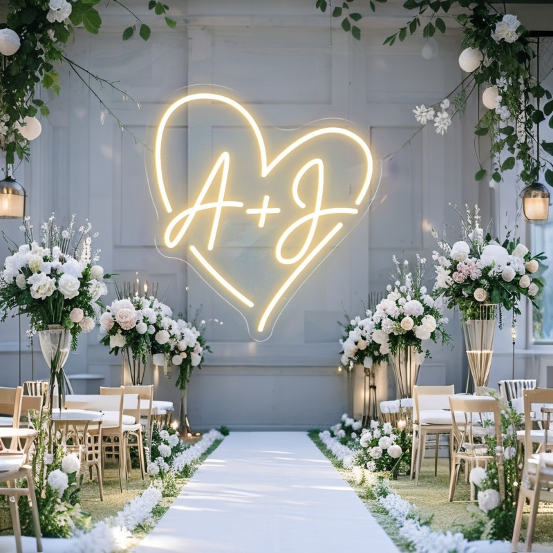 Custom Initials Heart LED Neon - đánh giá và giá Lighting Decor Wedding