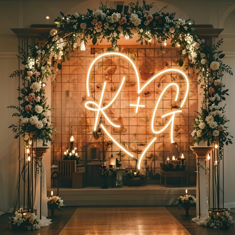 Custom Initials Heart LED Neon - đánh giá và giá Lighting Decor Wedding