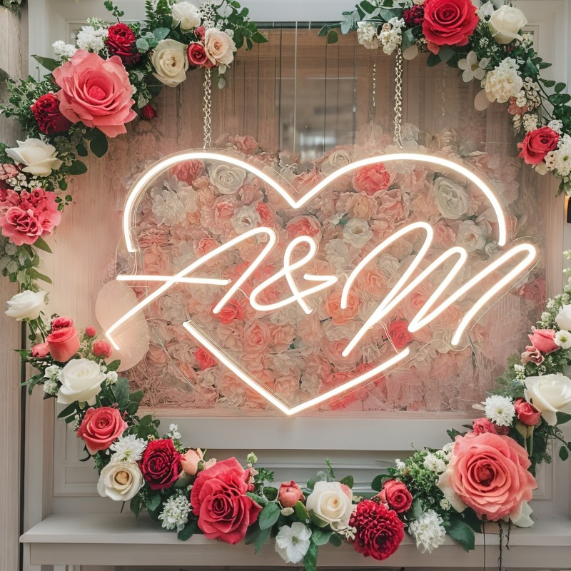 Custom Initials Heart LED Neon - đánh giá và giá Lighting Decor Wedding
