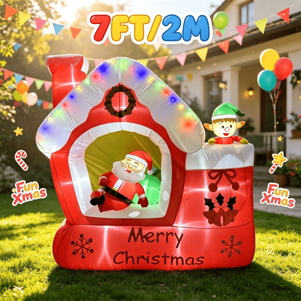 7FT Christmas Inflatable Toy L - đánh giá và giá Santa'S Elves Holiday Lighting & Decor Llc
