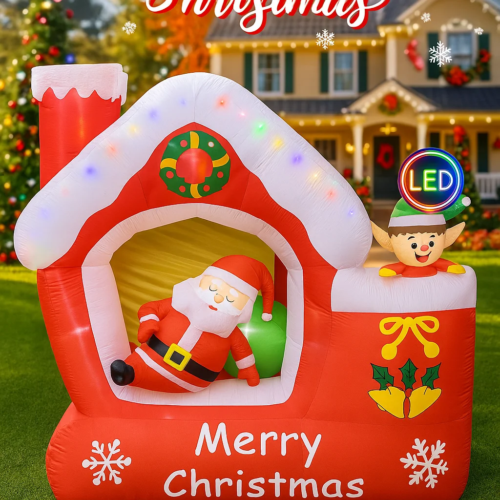 7FT Giant Christmas Inflatable - đánh giá và giá Santa'S Elves Holiday Lighting & Decor Llc