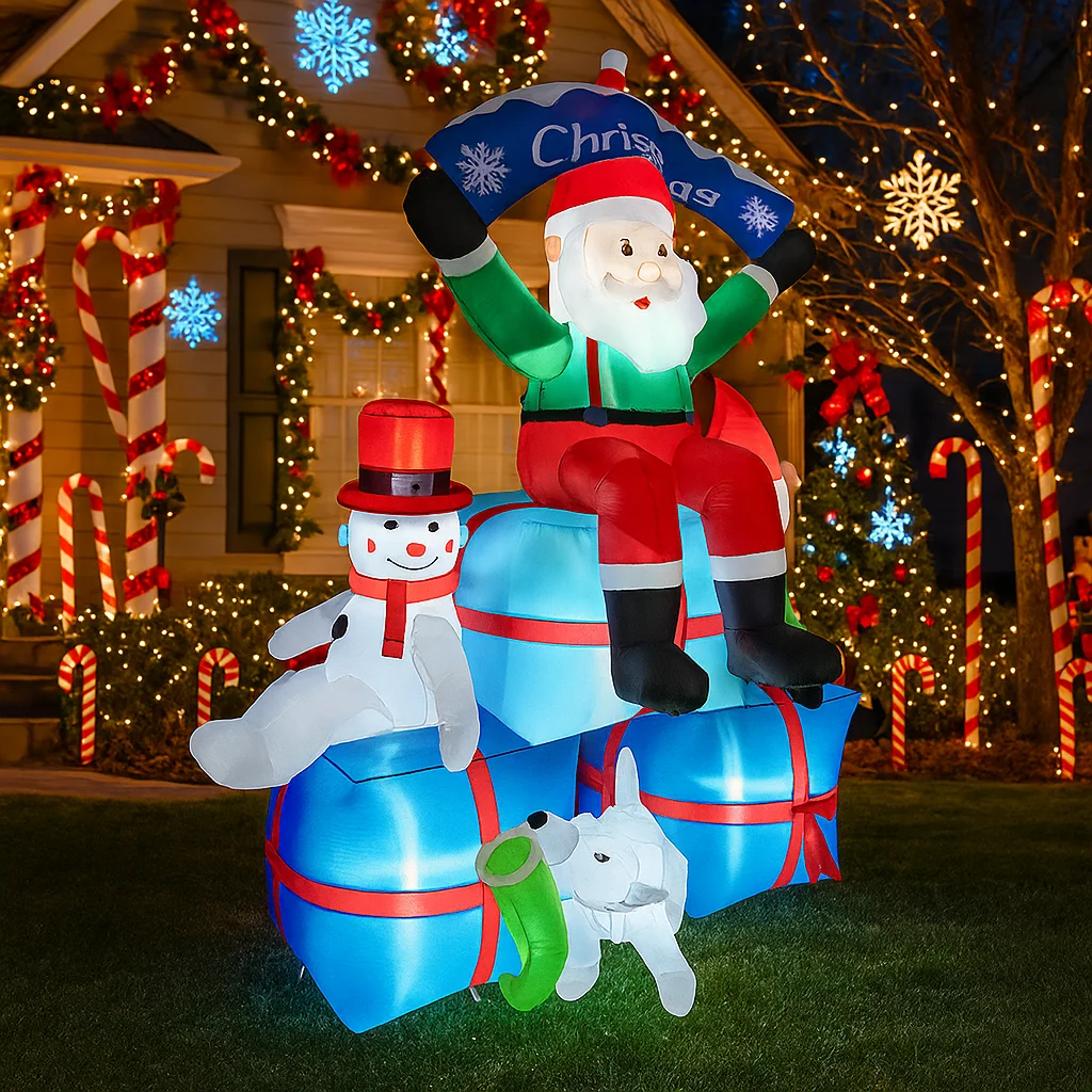 2.1M/6.8FT Inflatable Santa Cl - đánh giá và giá Santa'S Elves Holiday Lighting & Decor Llc